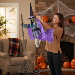 Flying Witch Decoration – Terrifying Sounds & Lights Halloween Props, Garden, Yard, Lawn, Indoor