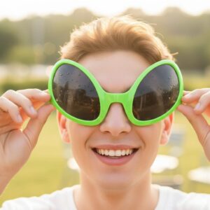 Green Alien Funny Party Glasses