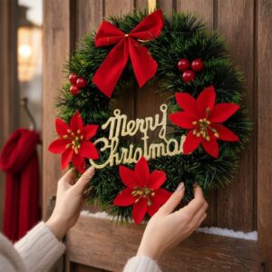 American Style Merry Christmas Vine Wreath Decoration – Home Decor, Perfect Gift Christmas Decorations Room Door Decor