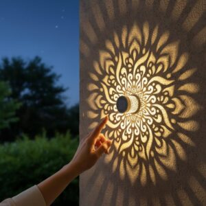 2 Pack Solar Fence Lights – Cut-Out Design for Outdoor Wall Lighting, LED Solar Lights for Garden Patio and Step Illumination