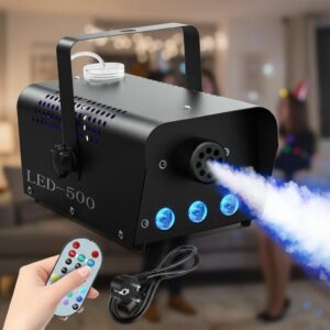 500W Smoke Machine RGB – Mixed Color Fog Machine with Remote Control for Party DJ Disco Halloween