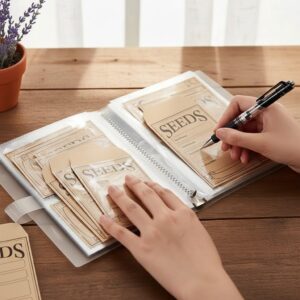 2 Pack Garden Seed Organization Binder – 20 Garden Seed Pockets, 80 Self-Sealing Seed Envelopes, Seed Collecting Template for Vegetables