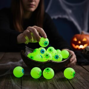 10 Pcs Glow In The Dark Eyeball Bouncy Balls – Halloween Supplies, Horror Luminous Scary Balls, Kids Toys Gift