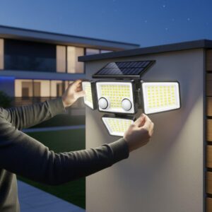 4 Head Solar Motion Sensor Light – Solar Outdoor 3000LM 188 LED Flood Security Lights For Backyard, Patio, Garden