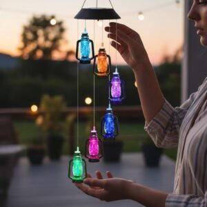Solar Wind Chime Kerosene Lamp – Retro Solar Courtyard Lamp Home Porch Garden Decoration Hanging Lantern Outdoor Decoration