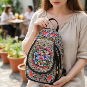 Women's Mini Embroidery Backpack – Backpack With Detachable Strap, Multifunction Single Strap Chest Bag