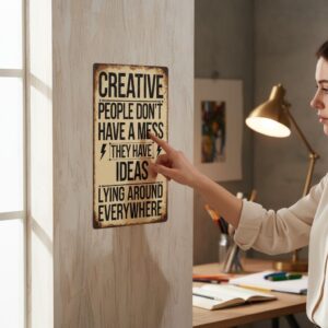 Vintage Metal Wall Art Sign – Rustic Office & Studio Decor, 8x12 Inch Aluminum Plaque, Inspirational Gift for Artists, Writers, Creative Spaces