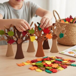 96 Pcs DIY Felt Tree Crafts Kit – Autumn Home Decoration Thanksgiving Party Gifts Christmas Halloween Room Wall Decor Ornaments