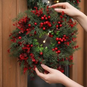 Large Eucalyptus Garland – Tree Wreath Decoration, Simulation Leaf, Door Hanging, Winter Berry Wreath, Valentine Day, Gift