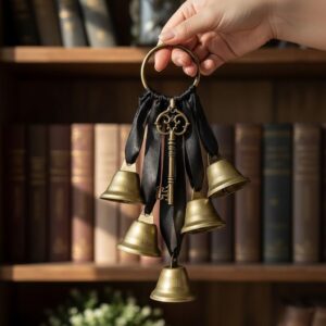 Metallic Golden Witch Bell – Vintage Gothic Decor For Home Protection, Negative Energy Removal & Positive Energy Attraction, Halloween, Christmas, Witch Party Decoration