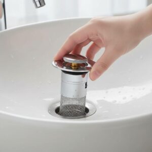 Bathroom Sink Stopper Hair Catcher – Universal Pop Up Sink Drain Filter With Stainless Steel Filter Basket, Bathroom Sink Drain Strainer