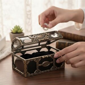 Transparent Pirate Treasure Box – Crystal Gem Plastic Jewelry Box Storage Organizer Chest Treasure for Jewelry Gem Trinket Box