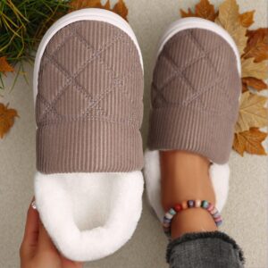 Elegant Brown Women Home Slippers Luxurious Thick Soled Warm Cotton Footwear for Indoor and Outdoor Use, Perfect for Cozy Moments in the Bedroom. Cute, Fancy, Aesthetic, Stylish, Fashionable, Trendy Flat Slippers For Women.