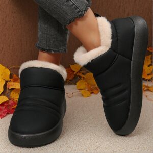 Elegant Black Women Home Slippers Comfortable Lining Non-Slip Thick Sole Slipper Boots for Fall and Winter Use, Cute, Fancy, Aesthetic, Stylish, Fashionable, Trendy Flat Slippers For Women